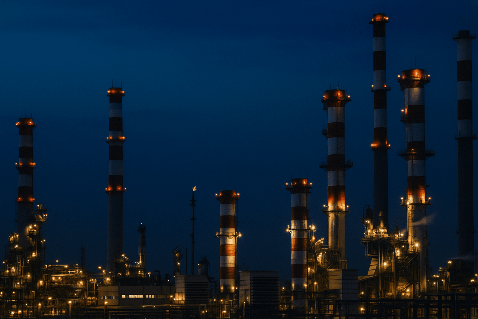factory operating at night