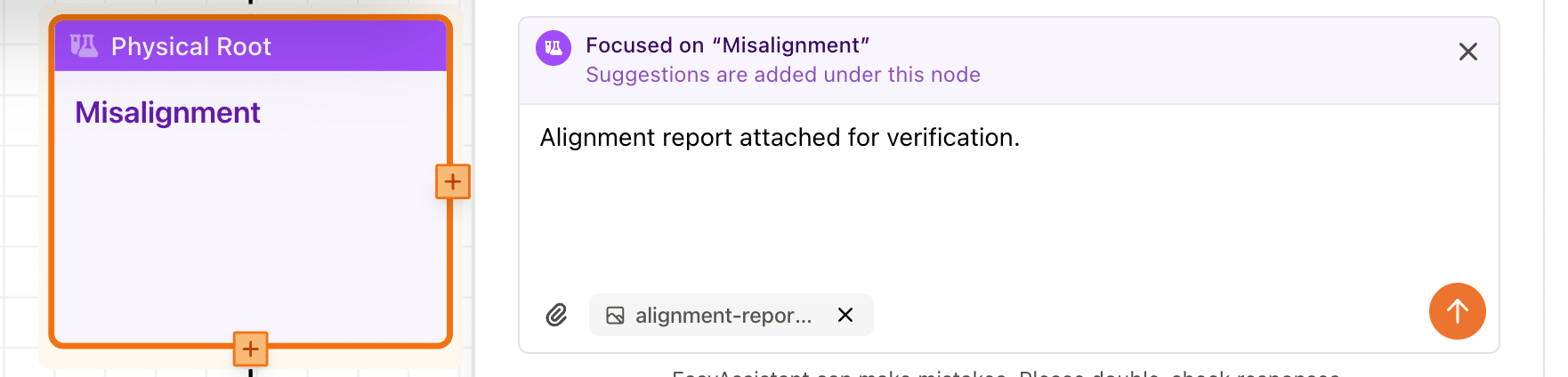 Attaching evidence and suggested nodes in EasyAssistant